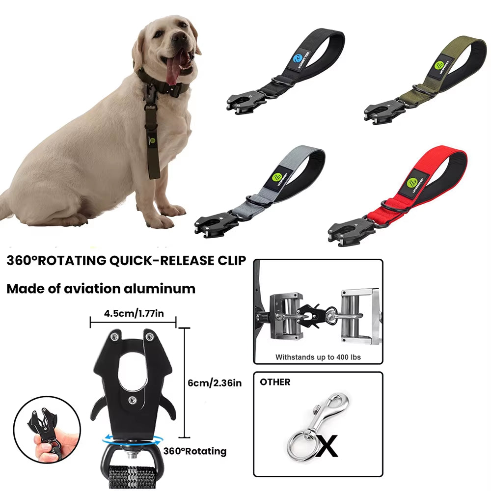Short Dog Leash Traffic Padded Handle Heavy Duty Short Nylon Dog Lead for Training Control Reflective Threads Pet Leash