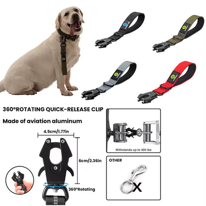 Short Dog Leash Traffic Padded Handle Heavy Duty Short Nylon Dog Lead for Training Control Reflective Threads Pet Leash