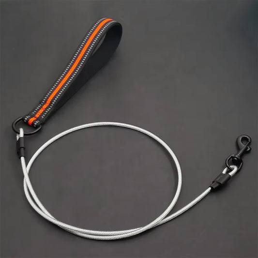 Chew Proof Dog Leash 4Ft Steel Cable Dog Lead with Reflective Soft Padded Handle Sturdy Waterproof Dog Leashes Puppy Rope