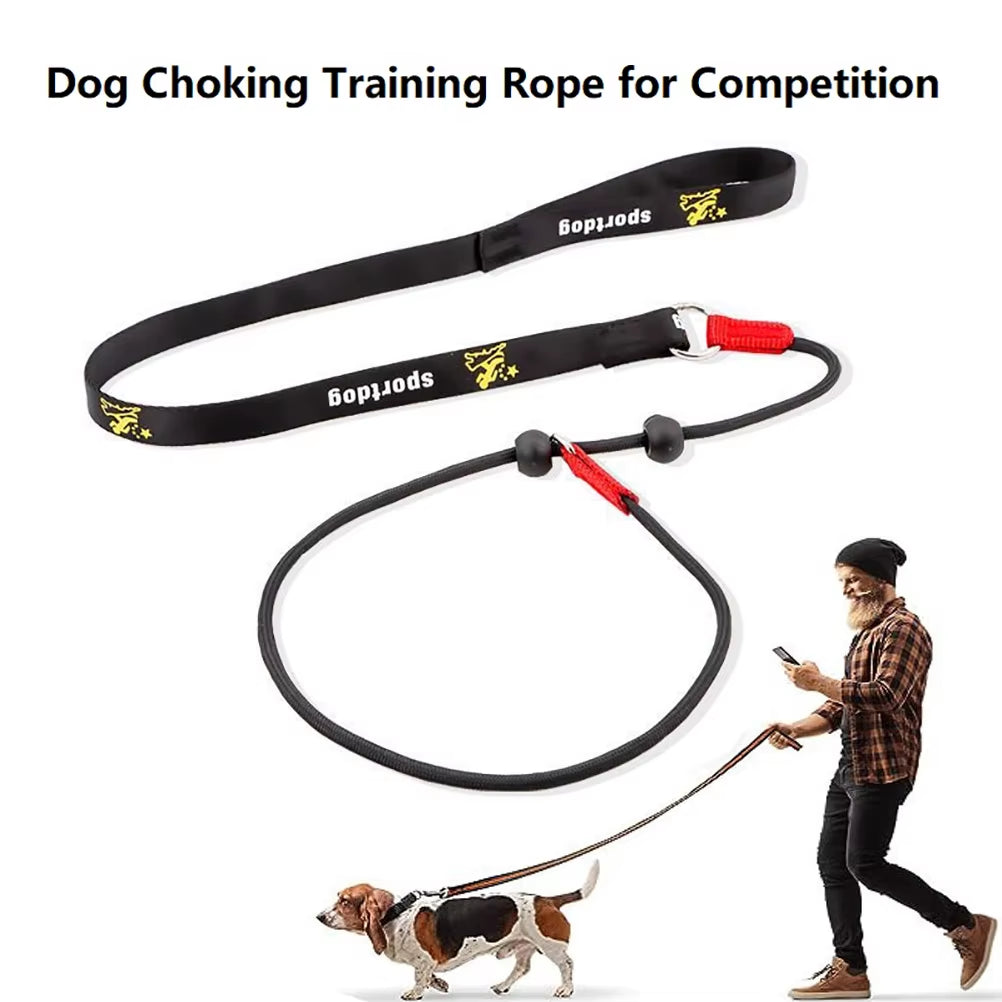 Training Dog Choking Rope Leash 2 in 1 Lead Collar 150Cm P-Shaped Chain Slip Lead Control Leash for Small Large Competition Dogs