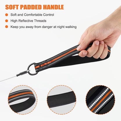 Chew Proof Dog Leash 4Ft Steel Cable Dog Lead with Reflective Soft Padded Handle Sturdy Waterproof Dog Leashes Puppy Rope