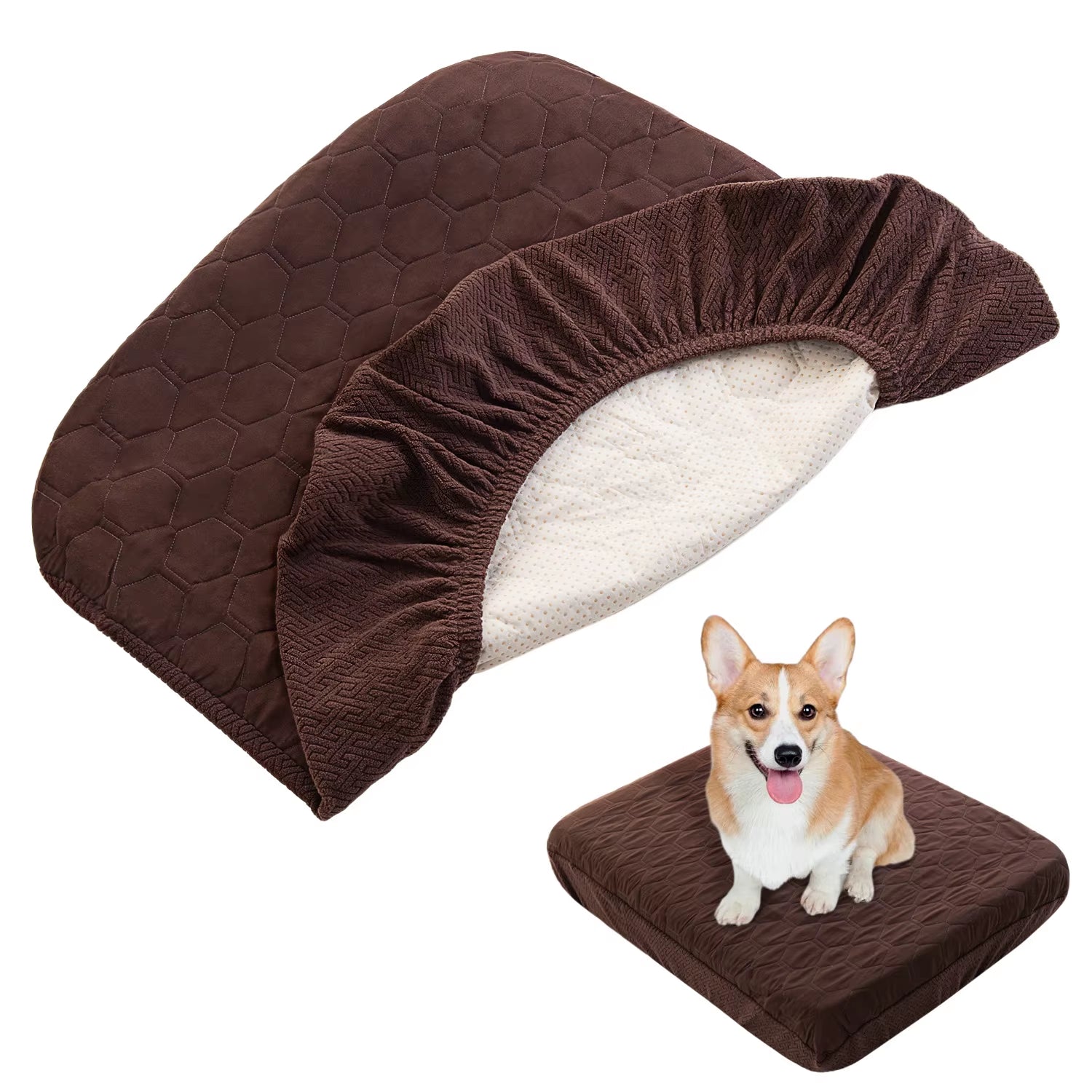 Waterproof Dog Bed Covers Replacement Washable Pet Hair Easy to Remove, Dog Pillow Cover Quilted, Bed Cover for Dog/Cat