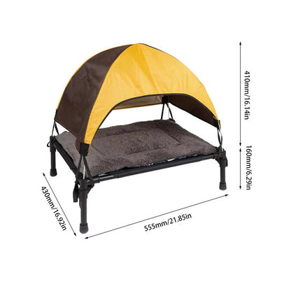 Outdoor Elevated Dog Bed Foldable Raised Pet Cot with Removable Canopy Shade Tent Breathable Dog Bed Carrying Bag for Camping
