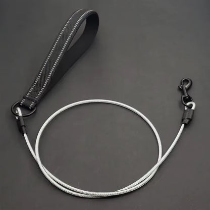 Chew Proof Dog Leash 4Ft Steel Cable Dog Lead with Reflective Soft Padded Handle Sturdy Waterproof Dog Leashes Puppy Rope