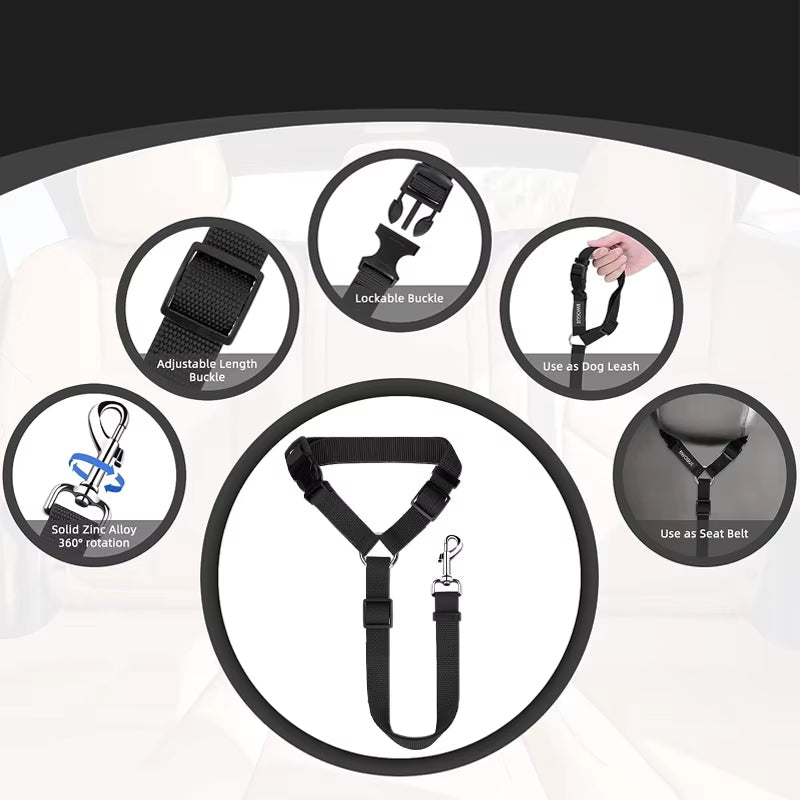 2 in 1 Pet Car Seat Belt Durable Nylon Dog Leash Backseat Dog Harness Lead Clip Safety Lever Traction Dog Collars Accessoires