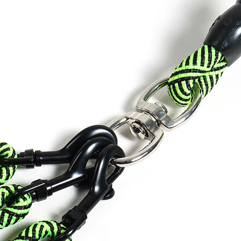 Nylon Weave Three Heads One Drag Three Dog Leash round Rope Pet Traction Belt Dog Chain Strong Safety Dog Lead Leash Foam Handle