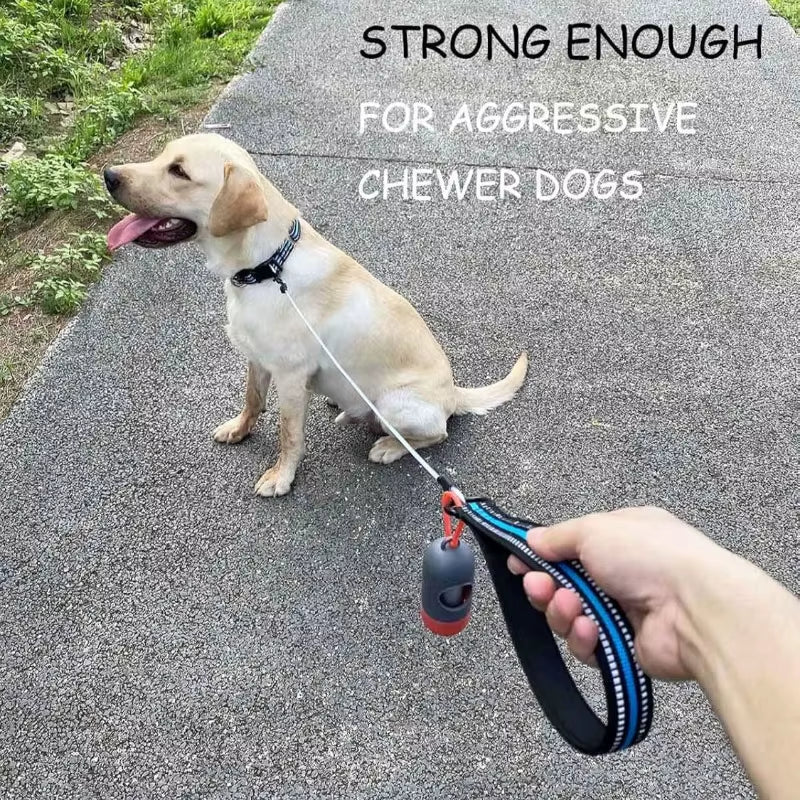 Chew Proof Dog Leash 4Ft Steel Cable Dog Lead with Reflective Soft Padded Handle Sturdy Waterproof Dog Leashes Puppy Rope