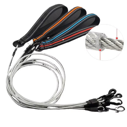 Chew Proof Dog Leash 4Ft Steel Cable Dog Lead with Reflective Soft Padded Handle Sturdy Waterproof Dog Leashes Puppy Rope