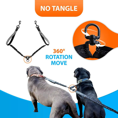 Upgrad Hand Free Double Dog Leash Reflective Dog Leash for Two Dog with Waist Pad Adjustable Dog Leasht