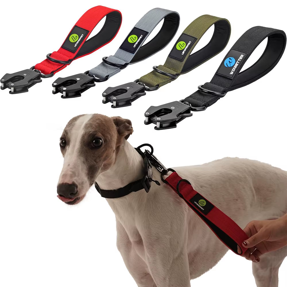 Short Dog Leash Traffic Padded Handle Heavy Duty Short Nylon Dog Lead for Training Control Reflective Threads Pet Leash