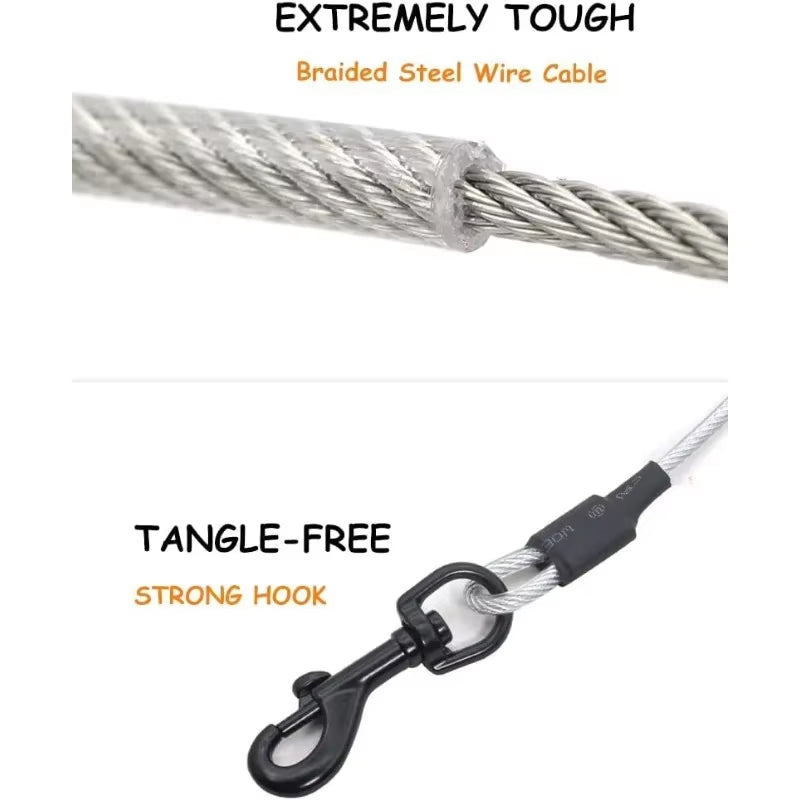 Chew Proof Dog Leash 4Ft Steel Cable Dog Lead with Reflective Soft Padded Handle Sturdy Waterproof Dog Leashes Puppy Rope