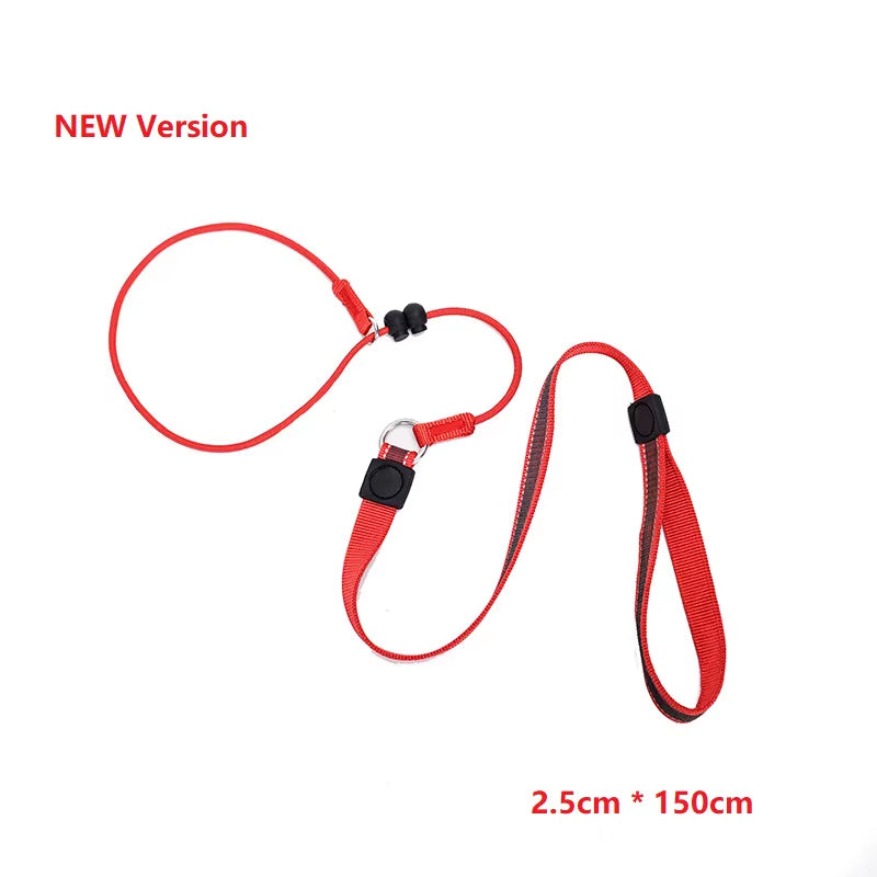 Training Dog Choking Rope Leash 2 in 1 Lead Collar 150Cm P-Shaped Chain Slip Lead Control Leash for Small Large Competition Dogs