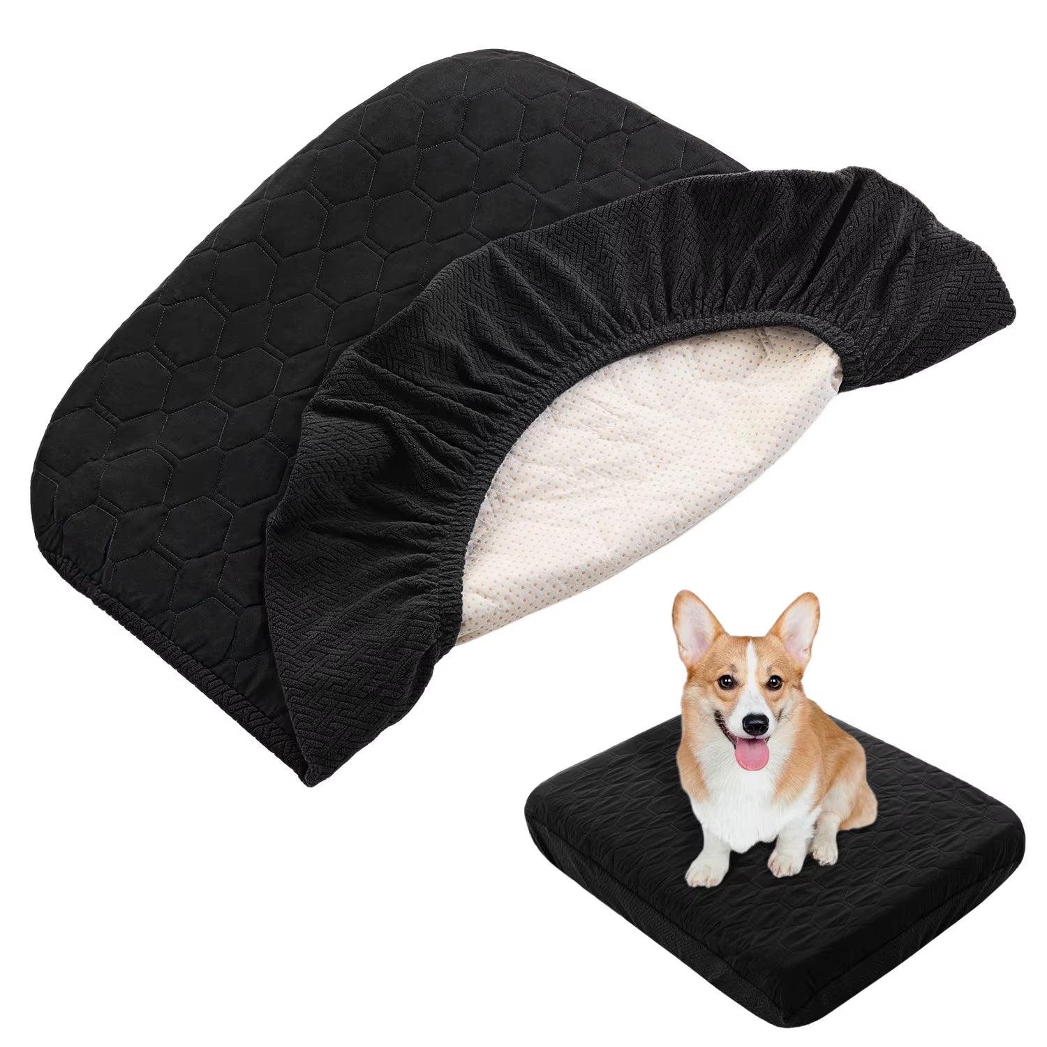 Waterproof Dog Bed Covers Replacement Washable Pet Hair Easy to Remove, Dog Pillow Cover Quilted, Bed Cover for Dog/Cat