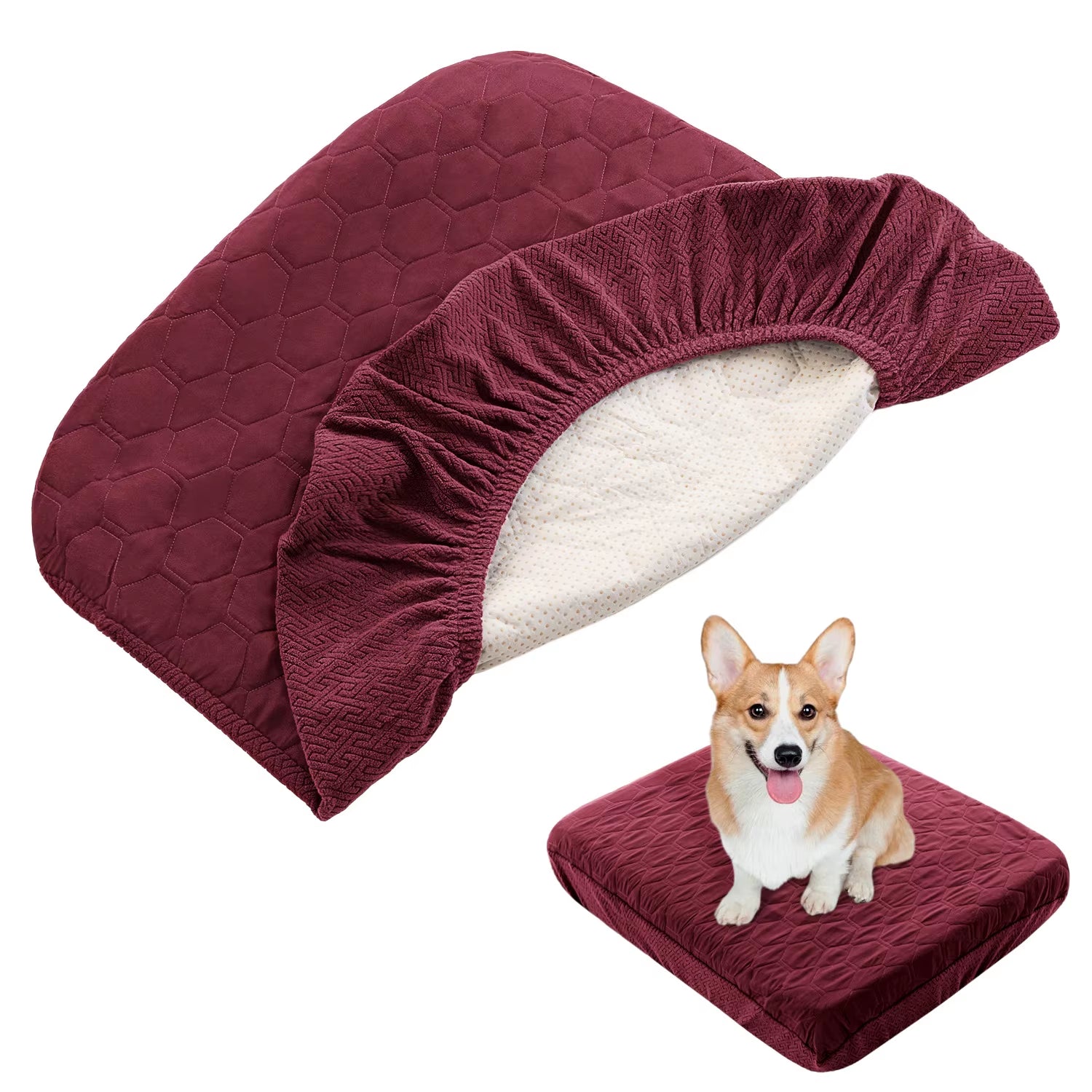 Waterproof Dog Bed Covers Replacement Washable Pet Hair Easy to Remove, Dog Pillow Cover Quilted, Bed Cover for Dog/Cat