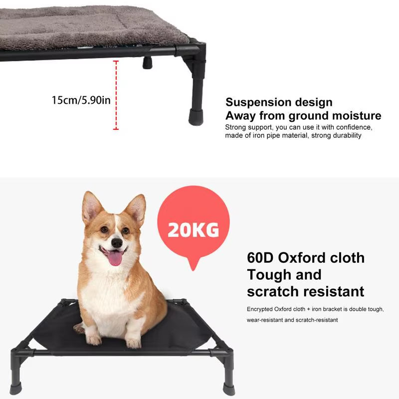 Outdoor Elevated Dog Bed Foldable Raised Pet Cot with Removable Canopy Shade Tent Breathable Dog Bed Carrying Bag for Camping