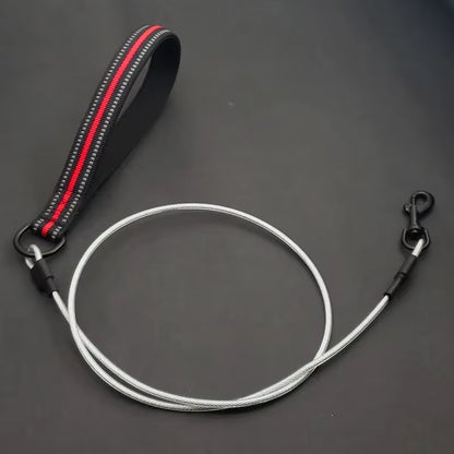 Chew Proof Dog Leash 4Ft Steel Cable Dog Lead with Reflective Soft Padded Handle Sturdy Waterproof Dog Leashes Puppy Rope