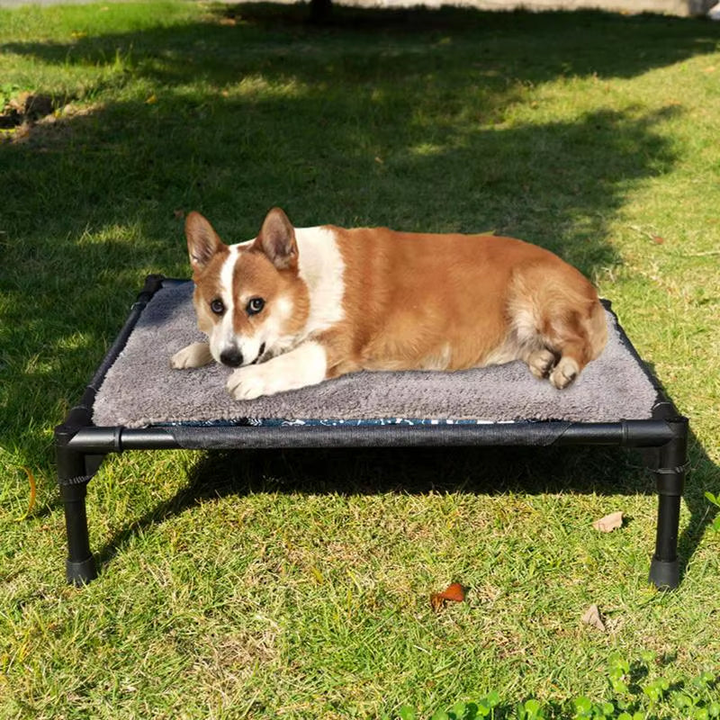 Outdoor Elevated Dog Bed Foldable Raised Pet Cot with Removable Canopy Shade Tent Breathable Dog Bed Carrying Bag for Camping