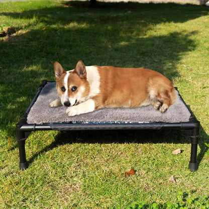 Outdoor Elevated Dog Bed Foldable Raised Pet Cot with Removable Canopy Shade Tent Breathable Dog Bed Carrying Bag for Camping