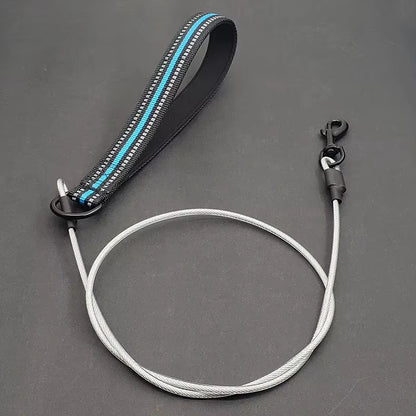 Chew Proof Dog Leash 4Ft Steel Cable Dog Lead with Reflective Soft Padded Handle Sturdy Waterproof Dog Leashes Puppy Rope