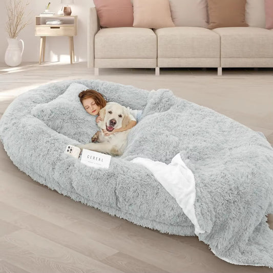 Human Dog Bed,71''X45''X12''Size Fits Adult and Pet Washable Giant People Dog Bed 10 CM Thick Memory Foam Large Oversize Dog Bed